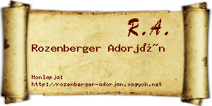 Rozenberger Adorján névjegykártya